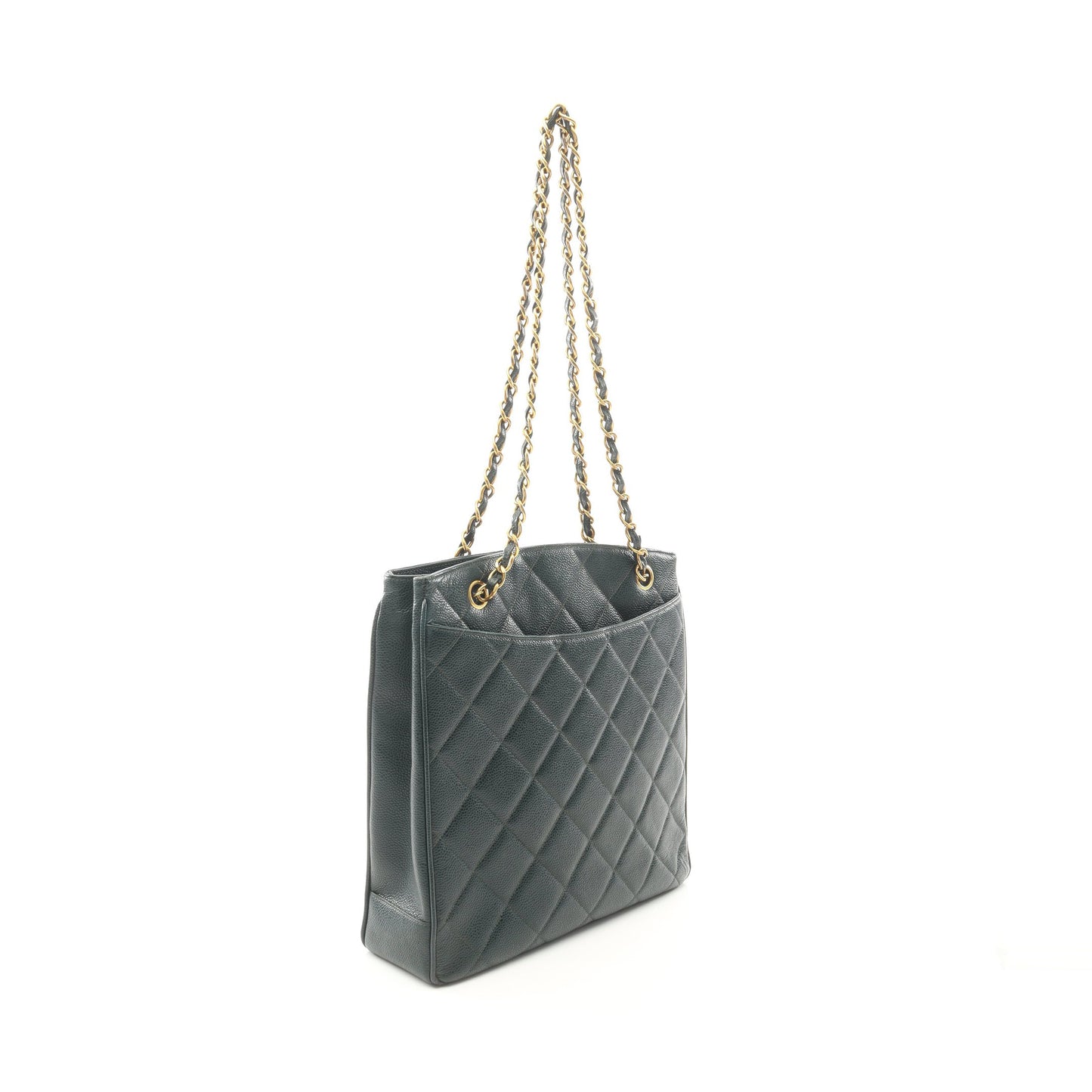 マトラッセ チェーンショルダーバッグ キャビアスキン ダークグリーン ゴールド金具 シャネル バッグ CHANEL