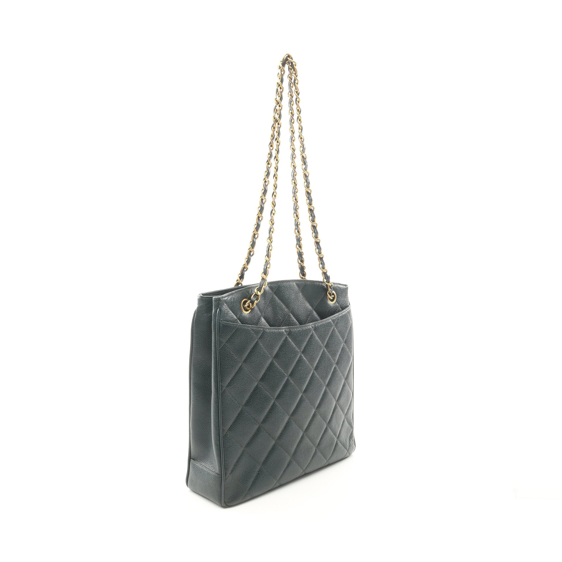 マトラッセ チェーンショルダーバッグ キャビアスキン ダークグリーン ゴールド金具 シャネル バッグ CHANEL
