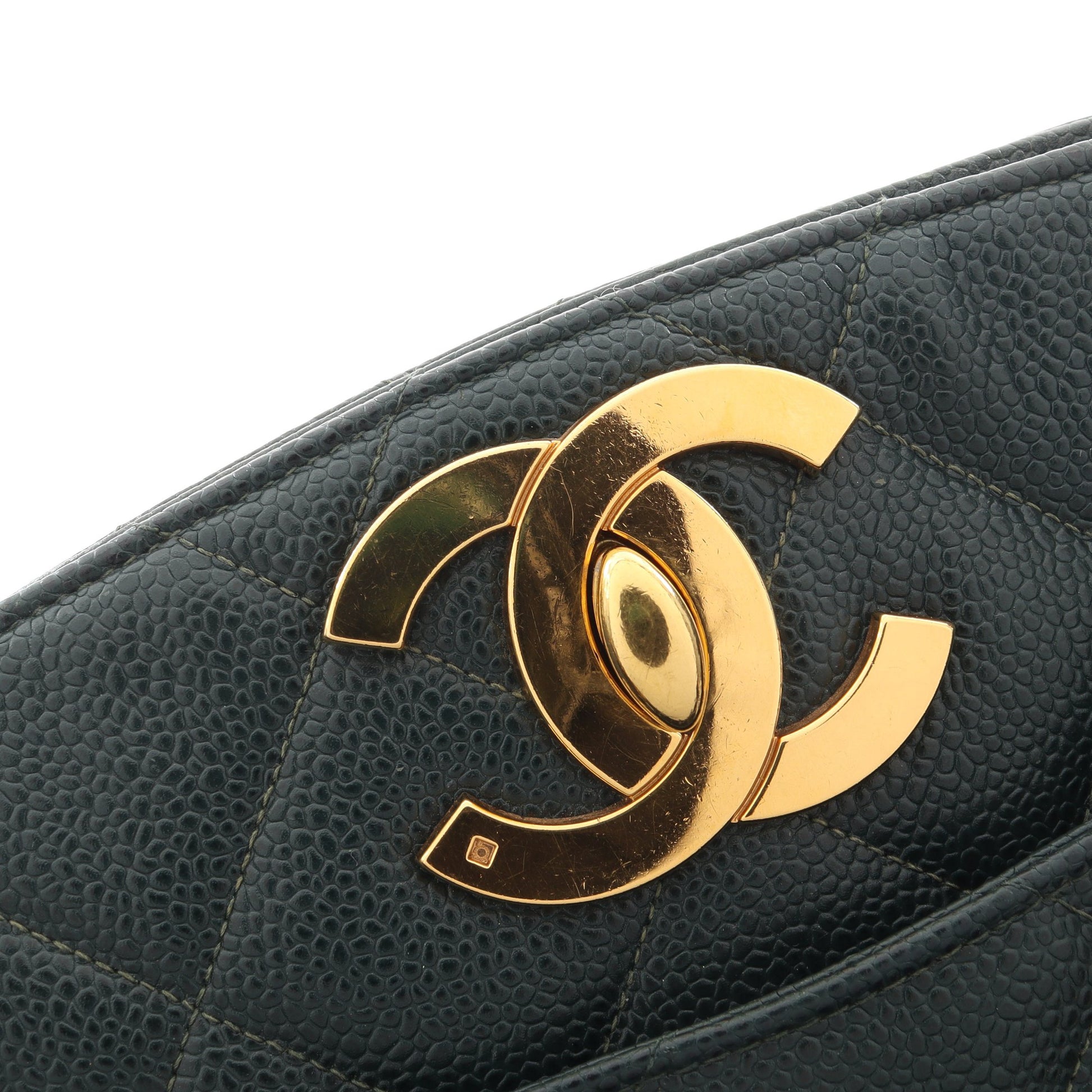 マトラッセ チェーンショルダーバッグ キャビアスキン ダークグリーン ゴールド金具 シャネル バッグ CHANEL