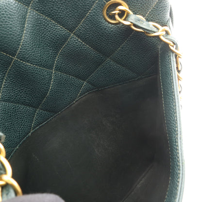 マトラッセ チェーンショルダーバッグ キャビアスキン ダークグリーン ゴールド金具 シャネル バッグ CHANEL