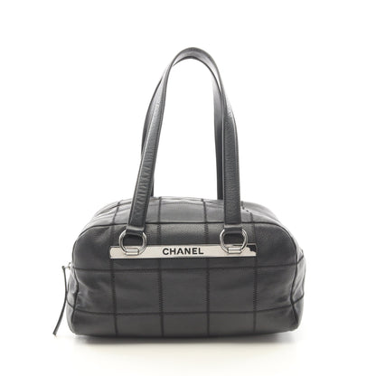 チョコバー ボストンバッグ ソフトキャビアスキン ブラック シルバー金具 シャネル バッグ CHANEL