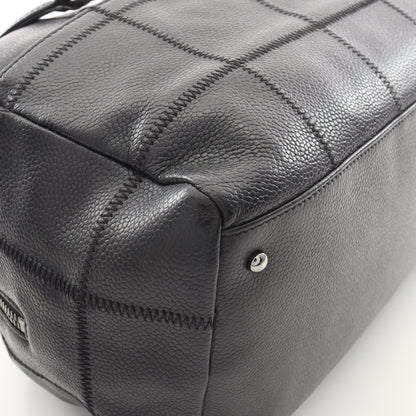 チョコバー ボストンバッグ ソフトキャビアスキン ブラック シルバー金具 シャネル バッグ CHANEL