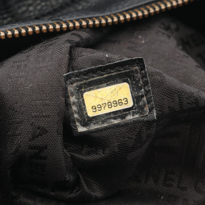 チョコバー ボストンバッグ ソフトキャビアスキン ブラック シルバー金具 シャネル バッグ CHANEL