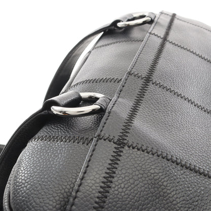 チョコバー ボストンバッグ ソフトキャビアスキン ブラック シルバー金具 シャネル バッグ CHANEL