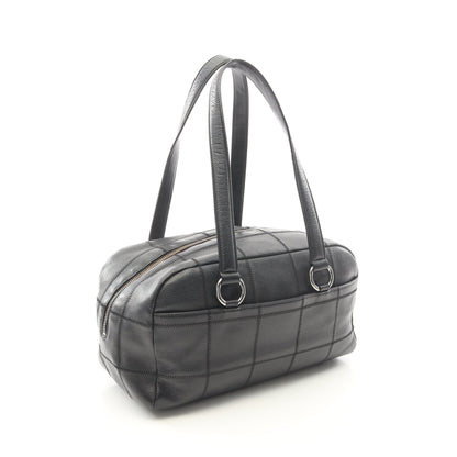 チョコバー ボストンバッグ ソフトキャビアスキン ブラック シルバー金具 シャネル バッグ CHANEL