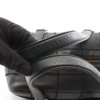 チョコバー ボストンバッグ ソフトキャビアスキン ブラック シルバー金具 シャネル バッグ CHANEL