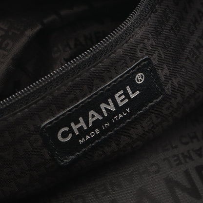 チョコバー ボストンバッグ ソフトキャビアスキン ブラック シルバー金具 シャネル バッグ CHANEL