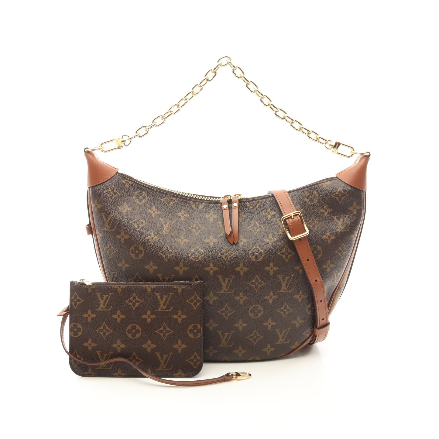ループ ホーボー モノグラムリバース チェーンショルダーバッグ PVC レザー ブラウン ライトブラウン ルイヴィトン バッグ LOUIS VUITTON