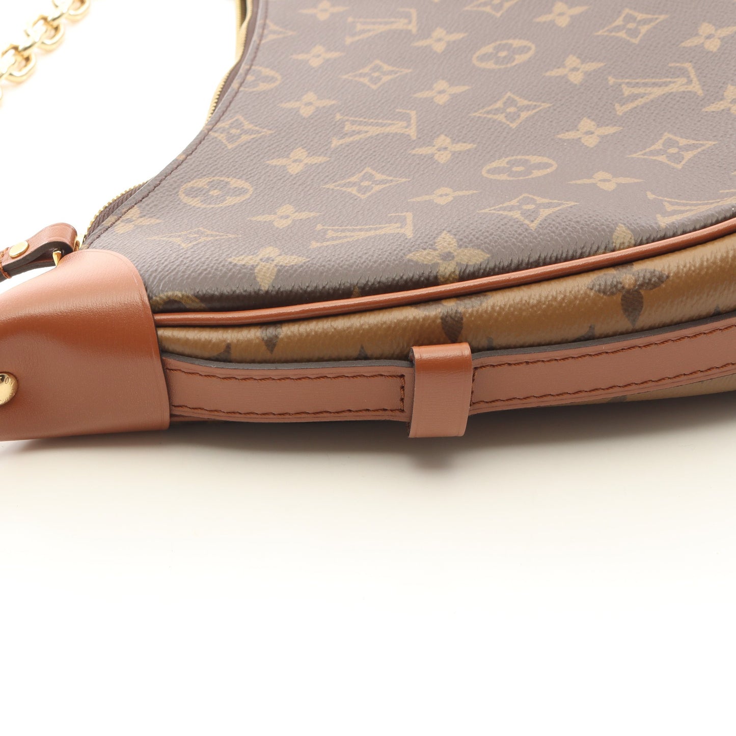 ループ ホーボー モノグラムリバース チェーンショルダーバッグ PVC レザー ブラウン ライトブラウン ルイヴィトン バッグ LOUIS VUITTON