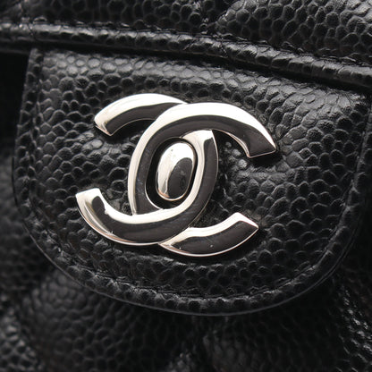 マトラッセ Wフラップ Wチェーンショルダーバッグ キャビアスキン ブラック シルバー金具 シャネル バッグ CHANEL