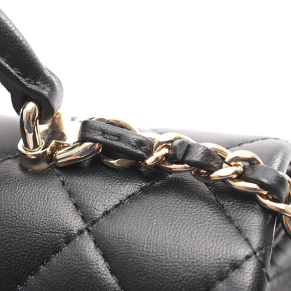 マトラッセ トップハンドル ミニ フラップ 2WAY チェーンショルダーバッグ ラムスキン ブラック ゴールド金具 シャネル バッグ CHANEL