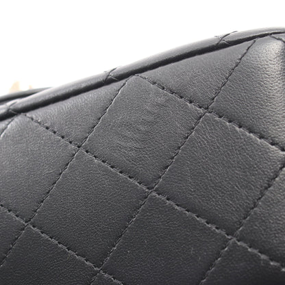 マトラッセ トップハンドル ミニ フラップ 2WAY チェーンショルダーバッグ ラムスキン ブラック ゴールド金具 シャネル バッグ CHANEL