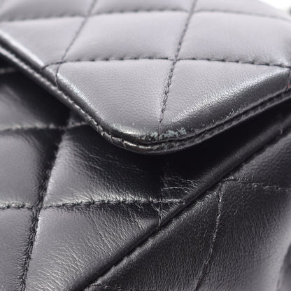 マトラッセ トップハンドル ミニ フラップ 2WAY チェーンショルダーバッグ ラムスキン ブラック ゴールド金具 シャネル バッグ CHANEL
