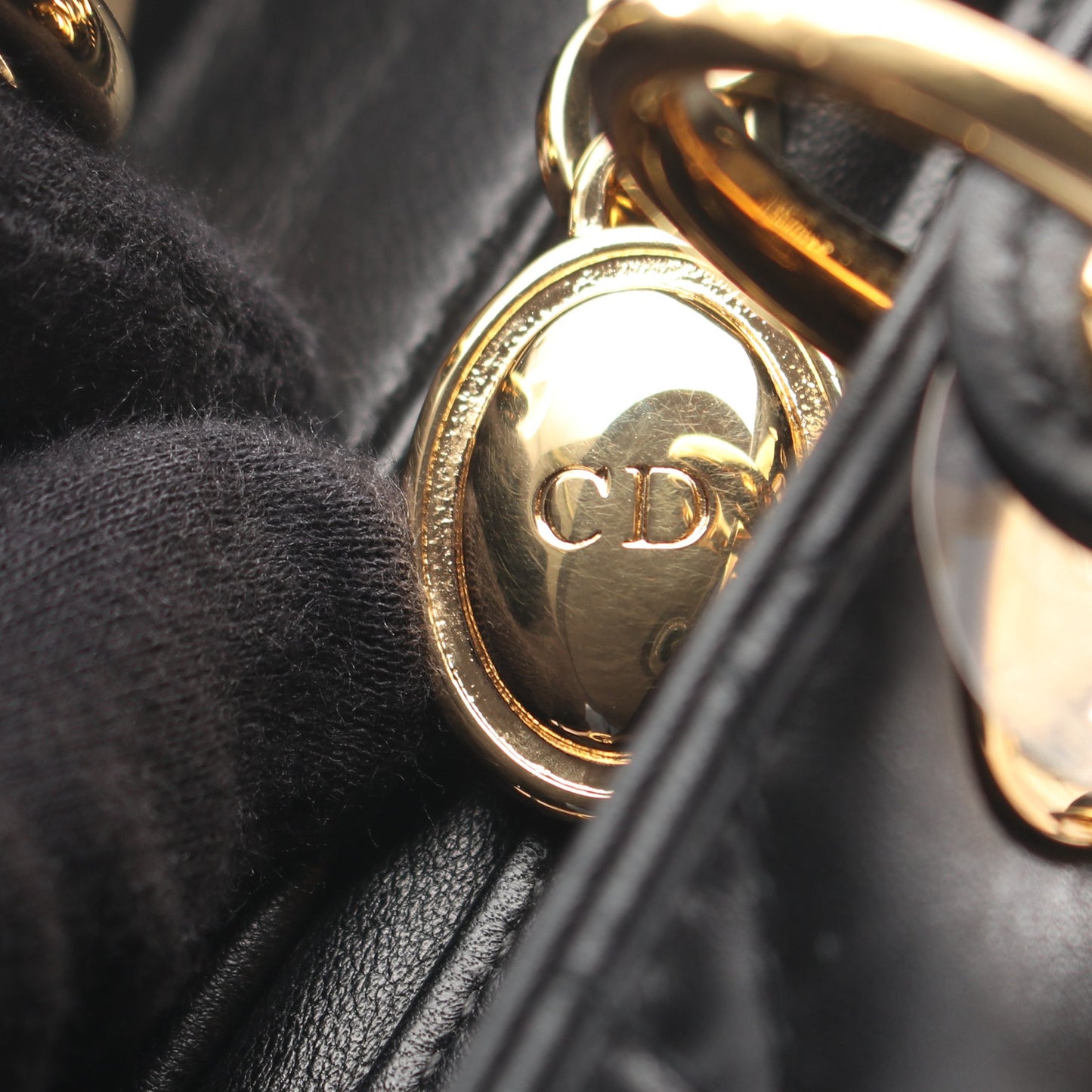LADY DIOR レディディオール カナージュ 2WAY ハンドバッグ ラムスキン ブラック クリスチャンディオール バッグ Christian Dior