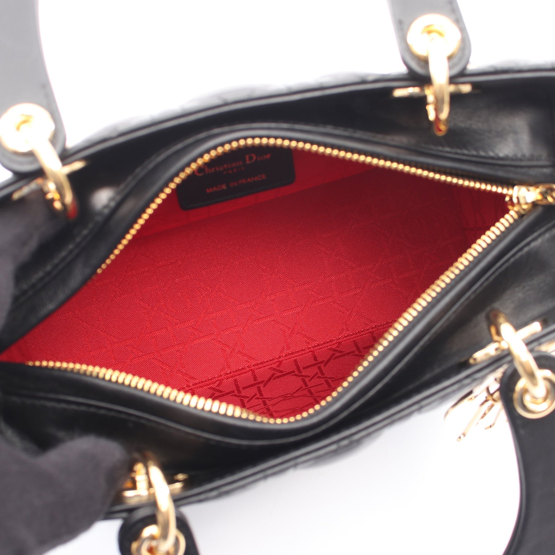 LADY DIOR レディディオール カナージュ 2WAY ハンドバッグ ラムスキン ブラック クリスチャンディオール バッグ Christian Dior