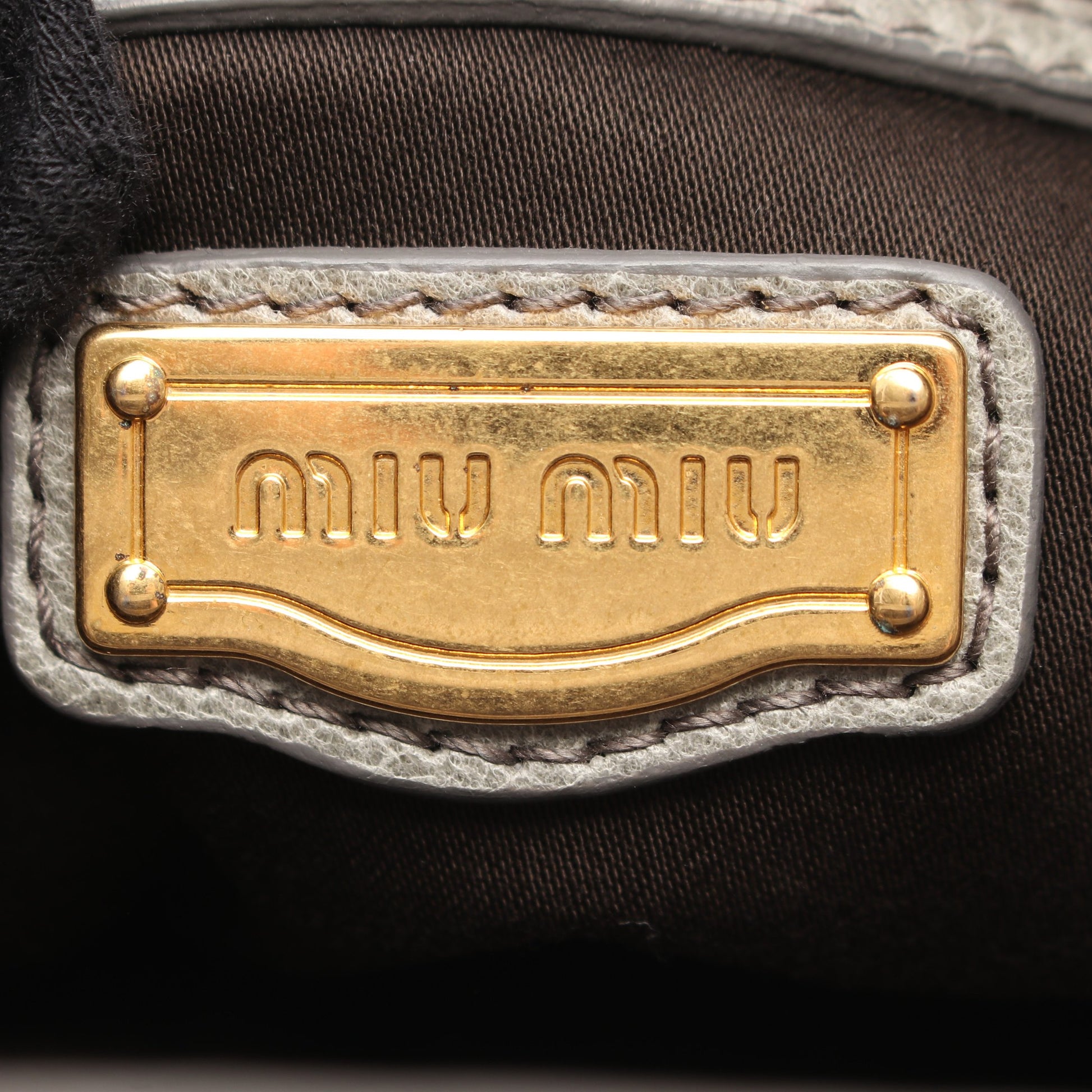 NAPPA CHARM 2WAY ハンドバッグ レザー グレーグリーン ミュウミュウ バッグ miu miu