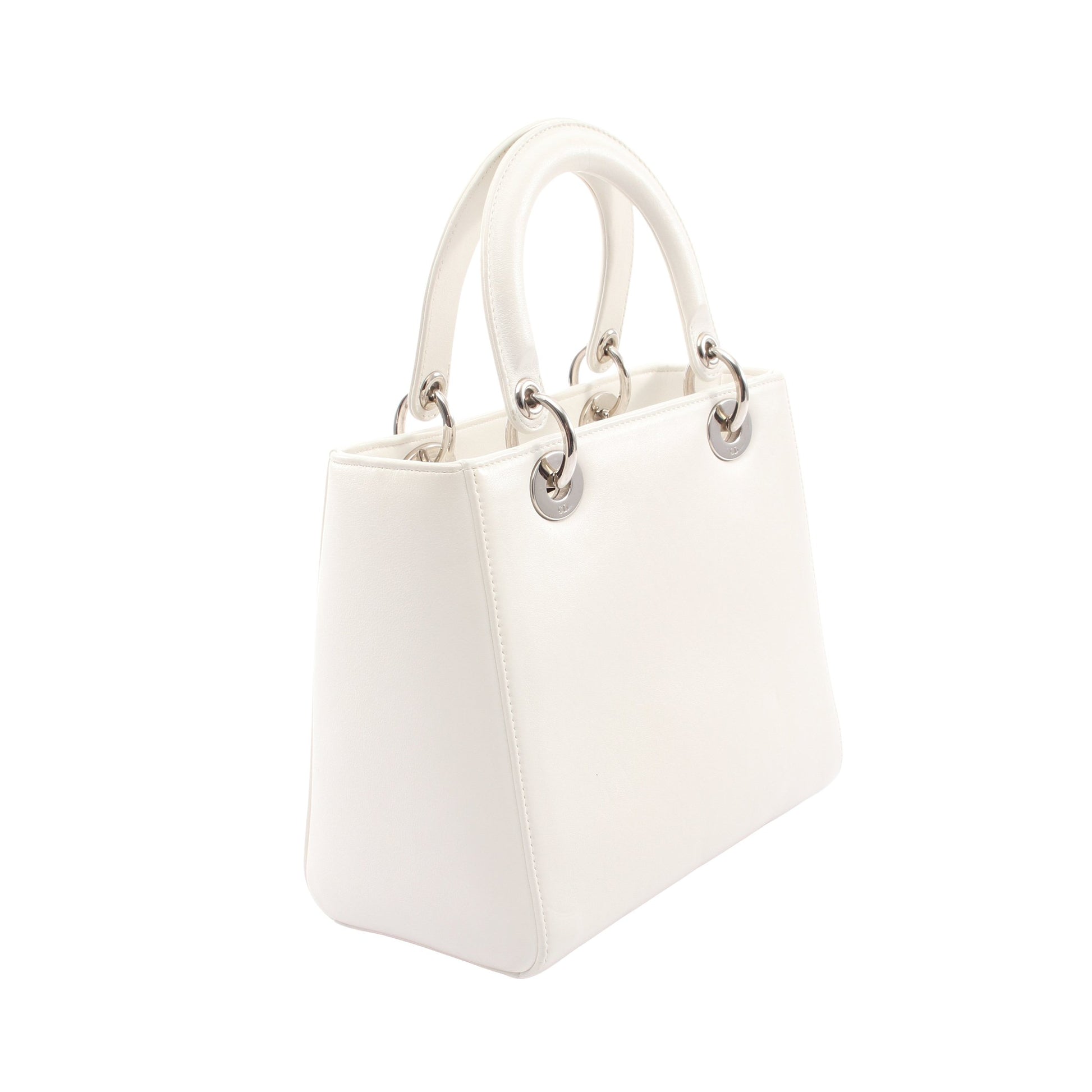 LADY DIOR レディディオール スパンコール刺繍パッチ 2WAY ハンドバッグ レザー ホワイト マルチカラー クリスチャンディオール バッグ Christian Dior