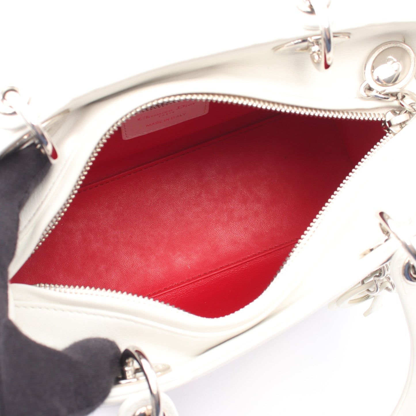 LADY DIOR レディディオール スパンコール刺繍パッチ 2WAY ハンドバッグ レザー ホワイト マルチカラー クリスチャンディオール バッグ Christian Dior