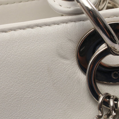 LADY DIOR レディディオール スパンコール刺繍パッチ 2WAY ハンドバッグ レザー ホワイト マルチカラー クリスチャンディオール バッグ Christian Dior