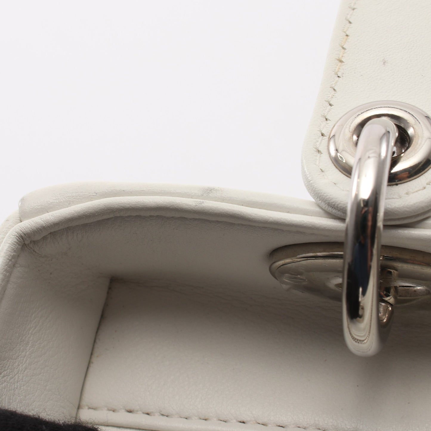 LADY DIOR レディディオール スパンコール刺繍パッチ 2WAY ハンドバッグ レザー ホワイト マルチカラー クリスチャンディオール バッグ Christian Dior