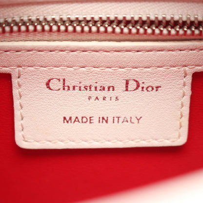 LADY DIOR レディディオール スパンコール刺繍パッチ 2WAY ハンドバッグ レザー ホワイト マルチカラー クリスチャンディオール バッグ Christian Dior