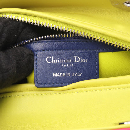 LADY DIOR レディディオール カナージュ 2WAY ハンドバッグ ラムスキン ピンクパープル ブルー イエロー クリスチャンディオール バッグ Christian Dior