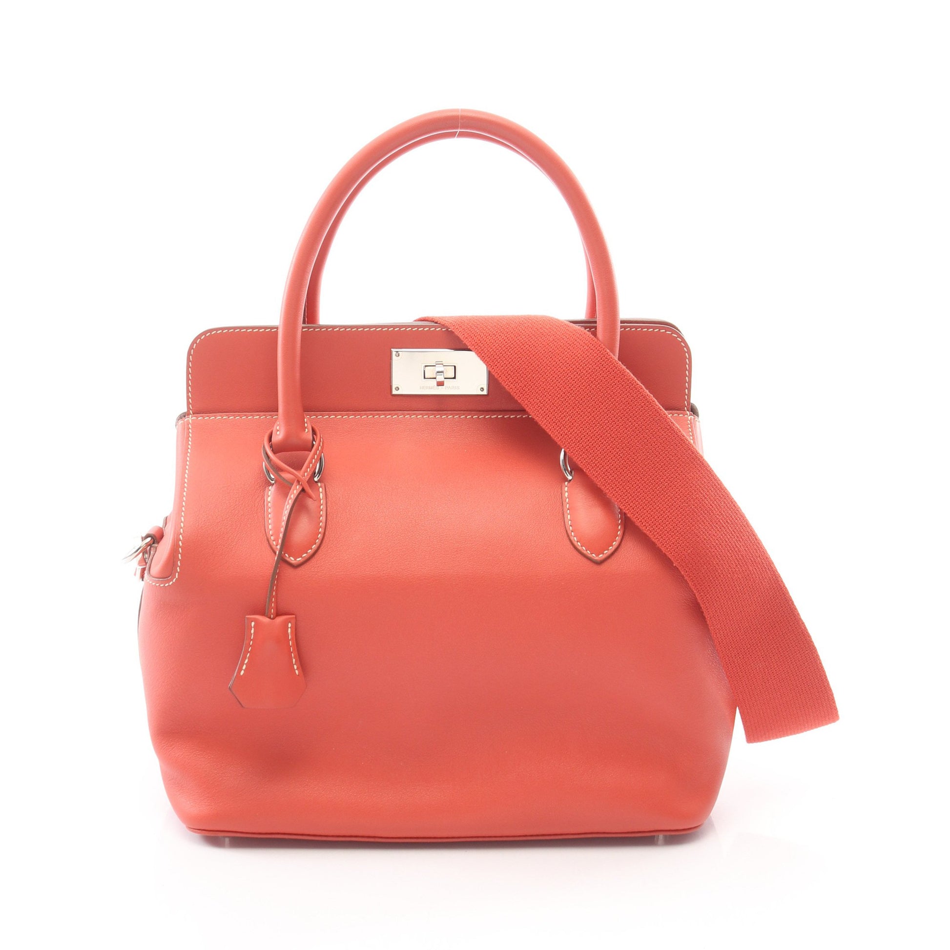 ツールボックス26 2WAY ハンドバッグ ヴォースイフト コーラルピンク シルバー金具 □Q刻印 エルメス バッグ HERMES