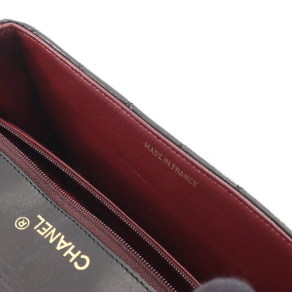 マトラッセ ラウンドフラップ チェーンショルダーバッグ ラムスキン ブラック ゴールド金具 ヴィンテージ シャネル バッグ CHANEL