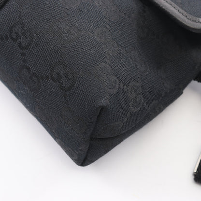GGキャンバス ボディバッグ ウエストバッグ キャンバス レザー ブラック グッチ バッグ GUCCI