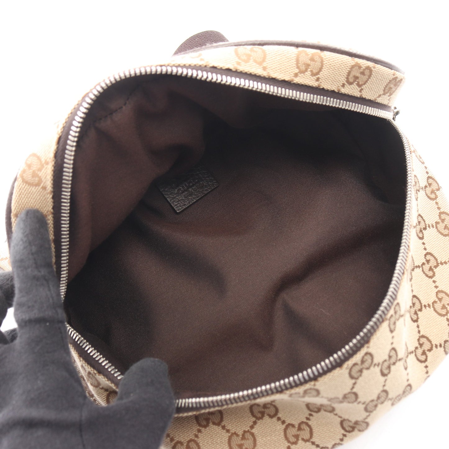 GGキャンバス ボディバッグ ウエストバッグ キャンバス レザー ベージュ ダークブラウン グッチ バッグ GUCCI