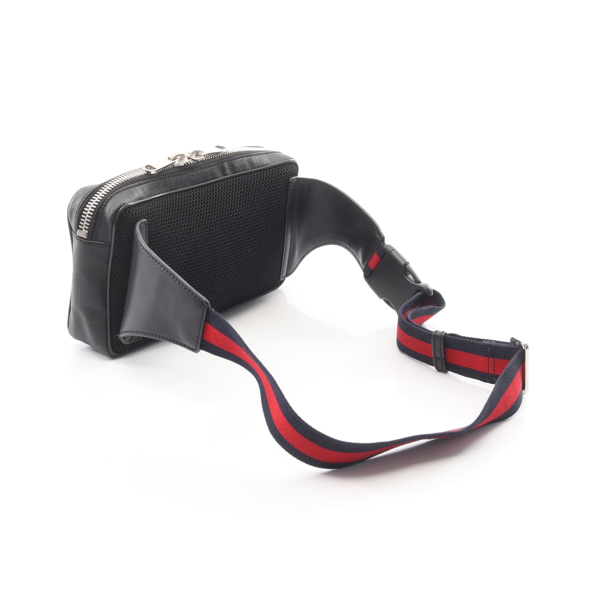 ソフト GGスプリーム シェリーライン ウエストバッグ ボディバッグ PVC レザー ブラック ダークグレー グッチ バッグ GUCCI