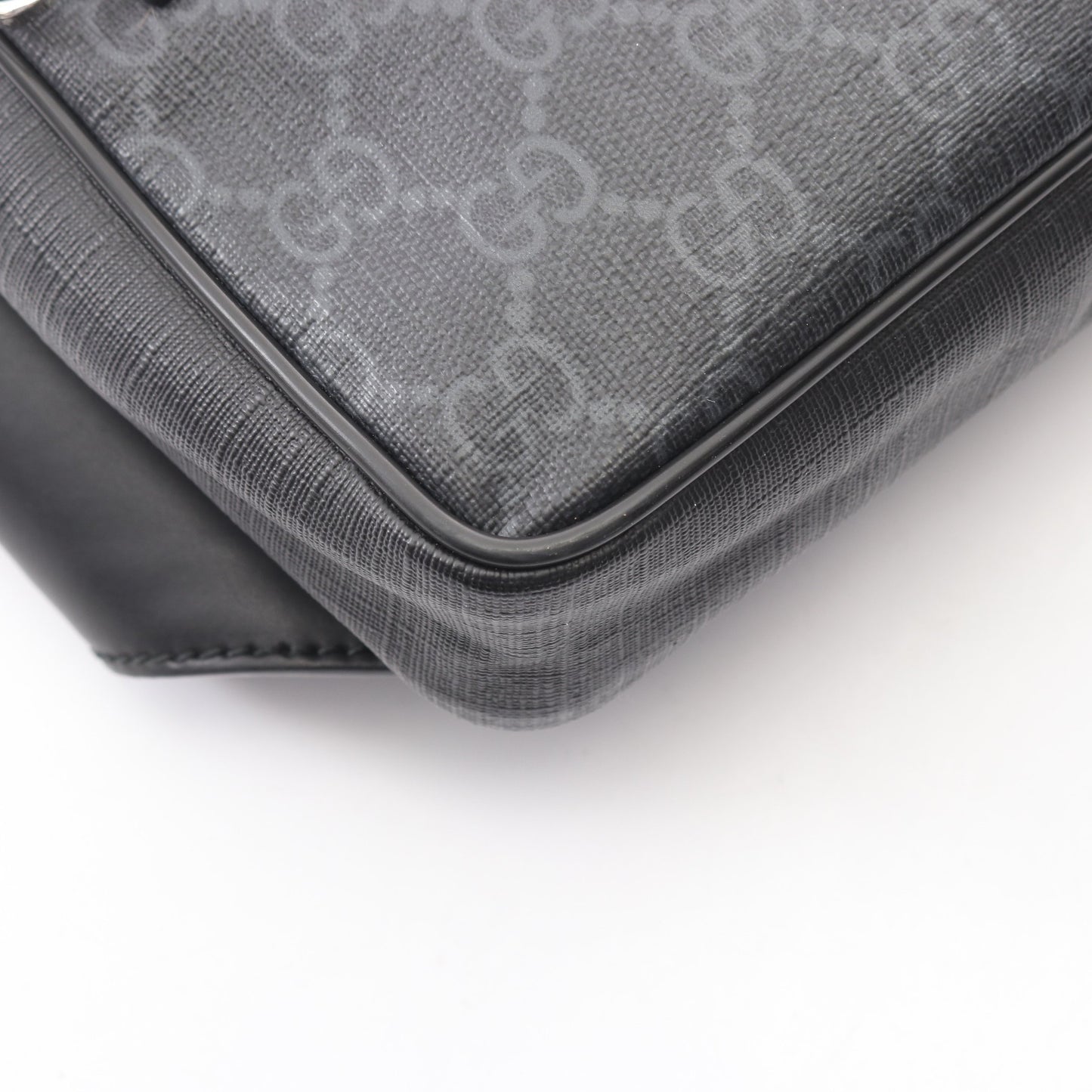 ソフト GGスプリーム シェリーライン ウエストバッグ ボディバッグ PVC レザー ブラック ダークグレー グッチ バッグ GUCCI