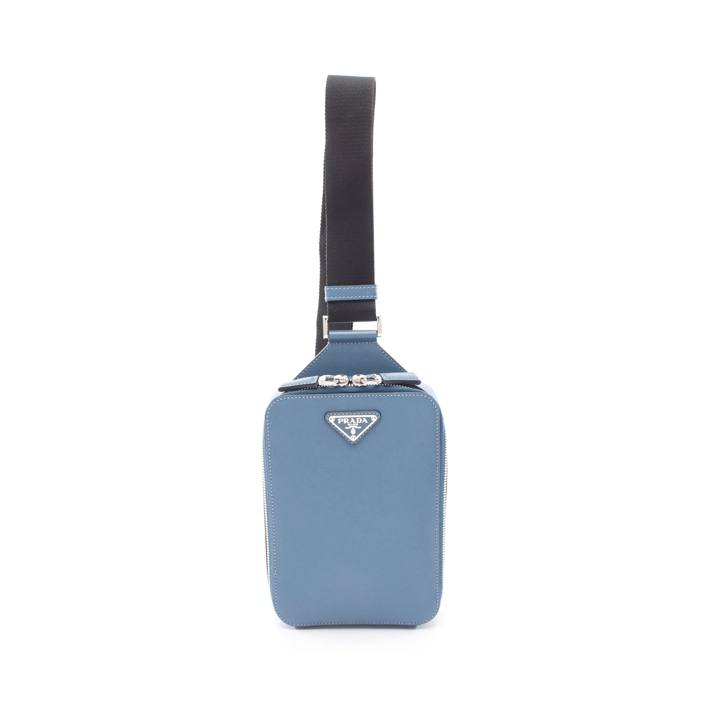 ブリック ボディバッグ サフィアーノレザー ブルー プラダ バッグ PRADA