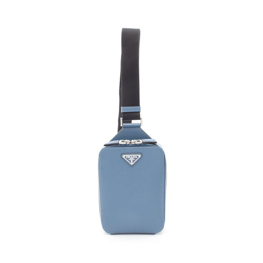 ブリック ボディバッグ サフィアーノレザー ブルー プラダ バッグ PRADA
