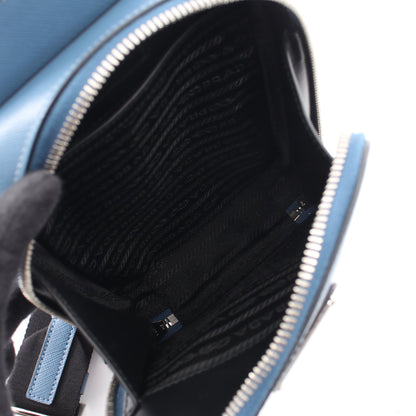 ブリック ボディバッグ サフィアーノレザー ブルー プラダ バッグ PRADA