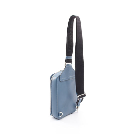 ブリック ボディバッグ サフィアーノレザー ブルー プラダ バッグ PRADA