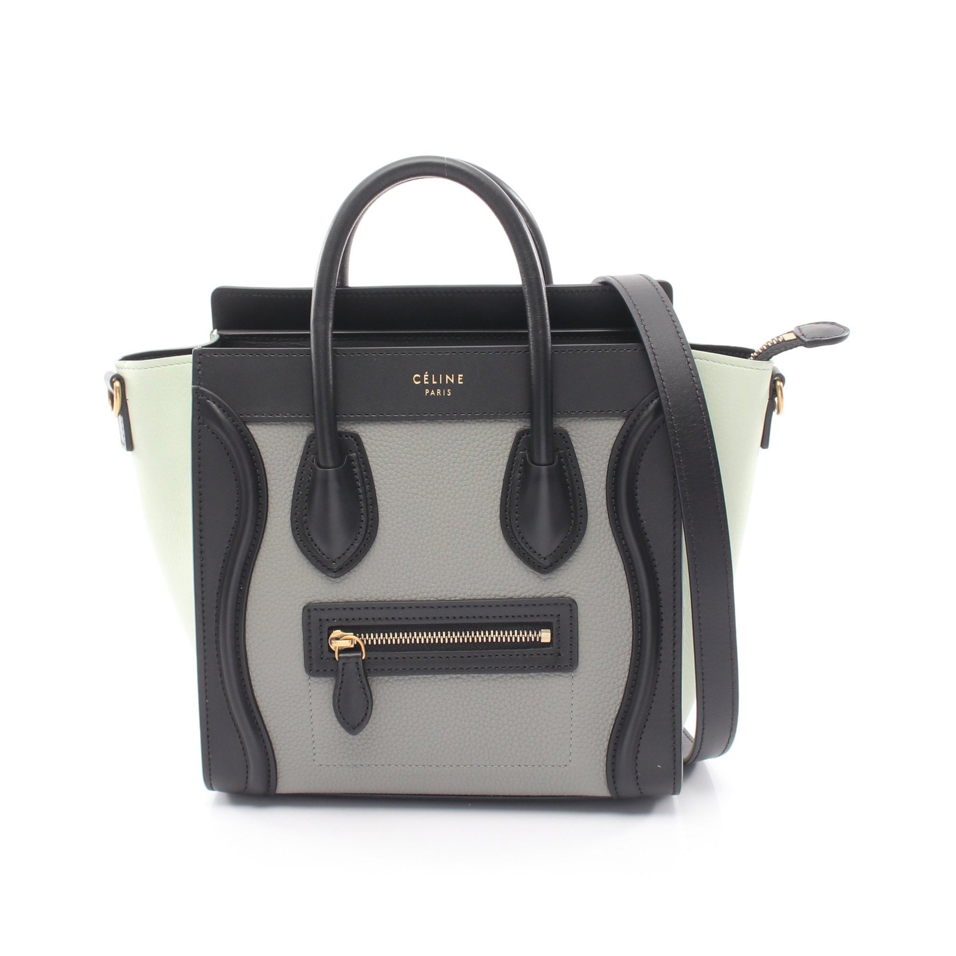 ラゲージ ナノショッパー 2WAY ハンドバッグ レザー グレー ブラック ライトグリーン セリーヌ バッグ CELINE