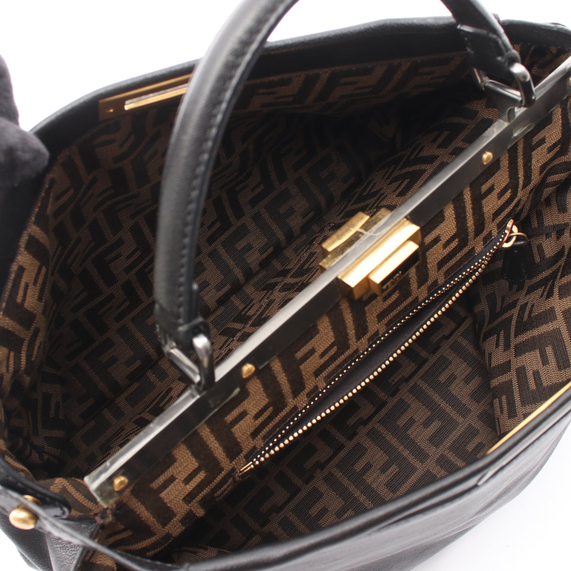 ピーカブー ラージ 2WAY ハンドバッグ レザー ブラック フェンディ バッグ FENDI