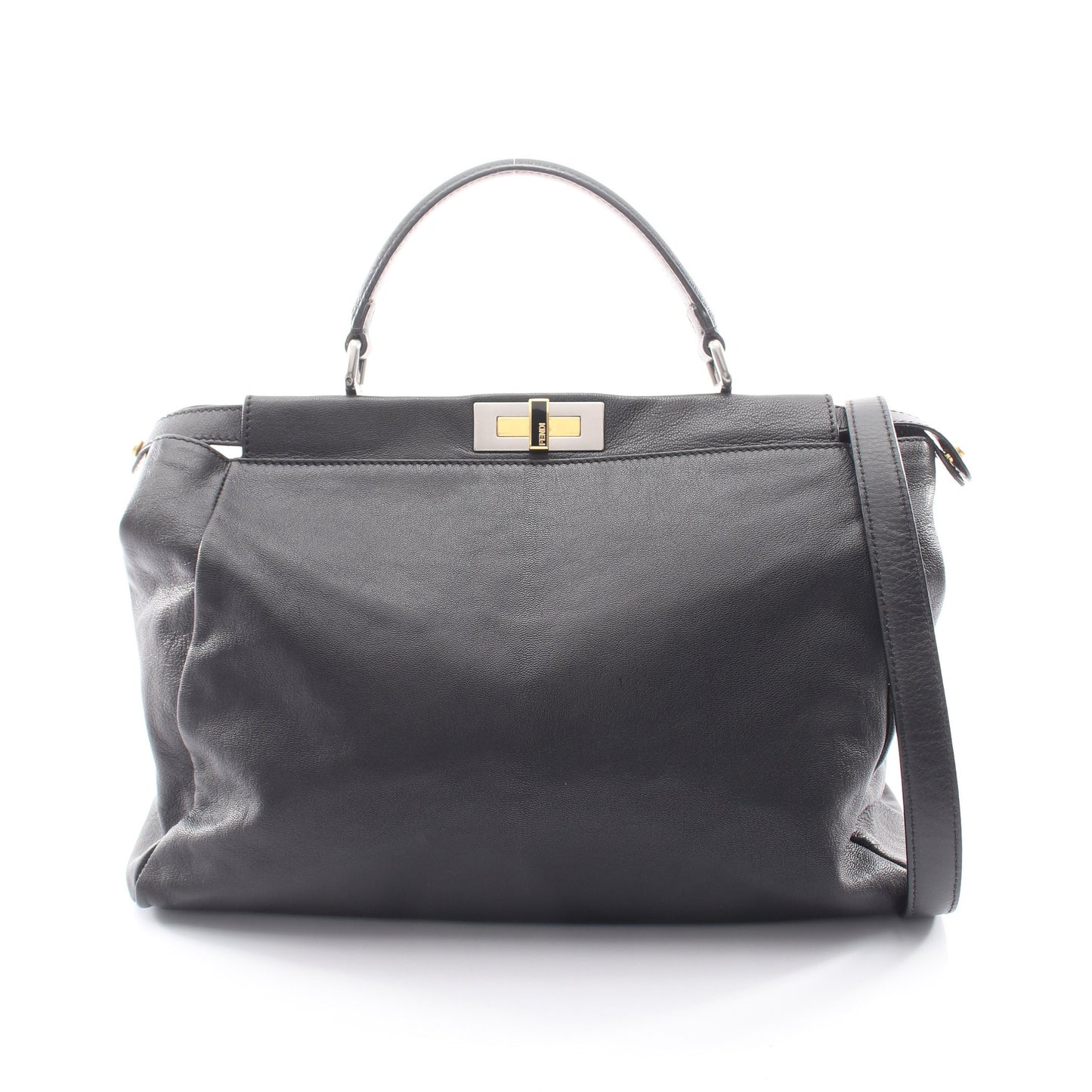 ピーカブー ラージ 2WAY ハンドバッグ レザー ブラック フェンディ バッグ FENDI