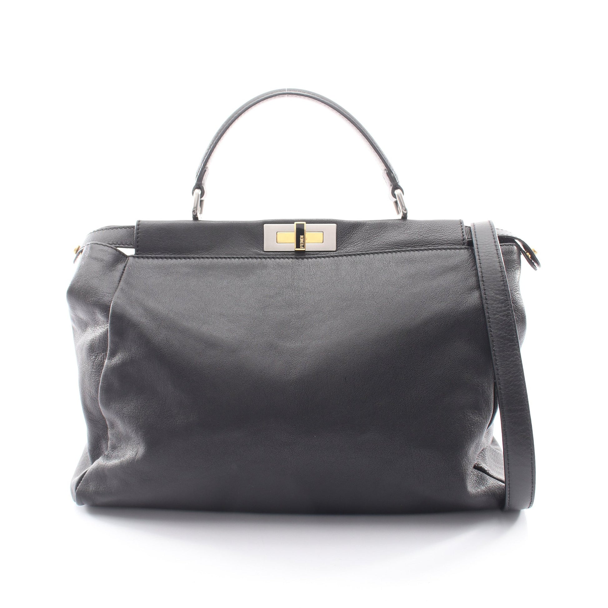 ピーカブー ラージ 2WAY ハンドバッグ レザー ブラック フェンディ バッグ FENDI