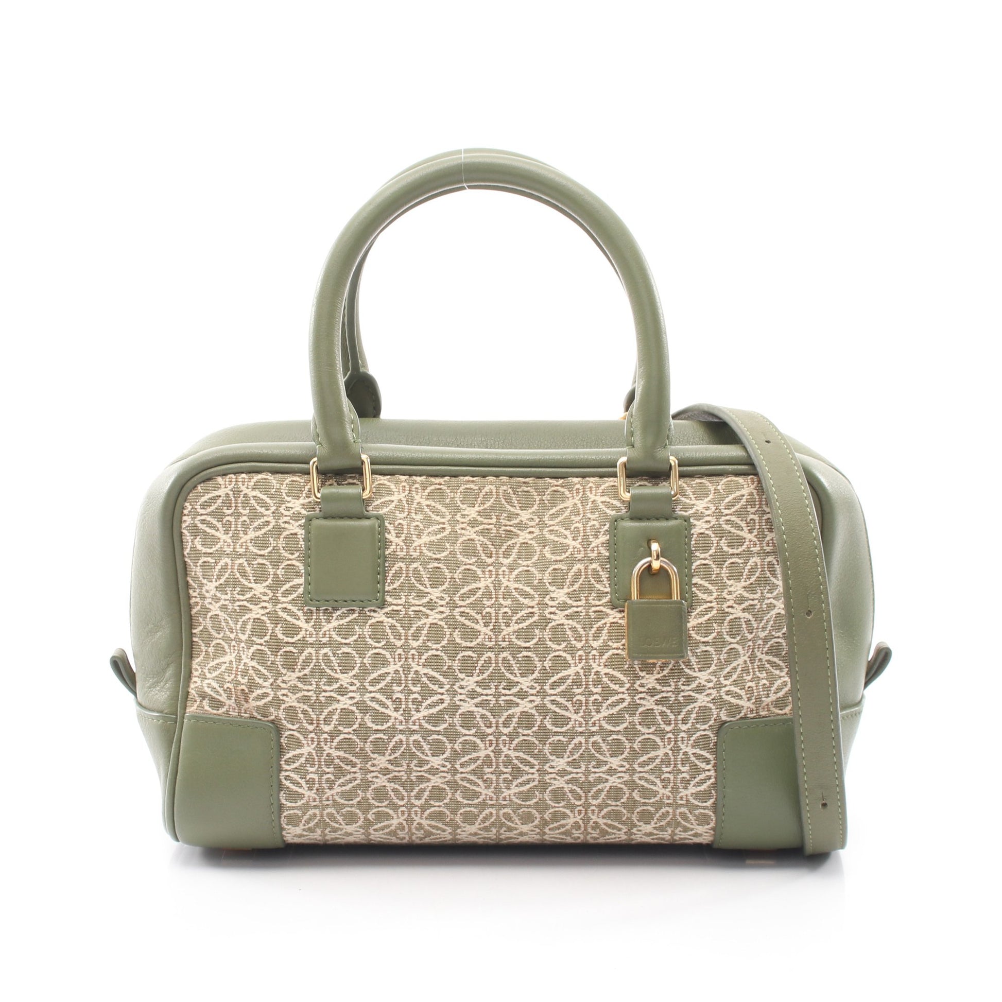 アマソナ23 リピート 2WAY ハンドバッグ キャンバス レザー カーキグリーン オフホワイト ロエベ バッグ LOEWE
