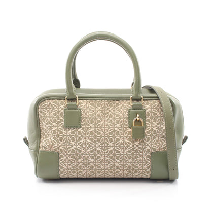 アマソナ23 リピート 2WAY ハンドバッグ キャンバス レザー カーキグリーン オフホワイト ロエベ バッグ LOEWE