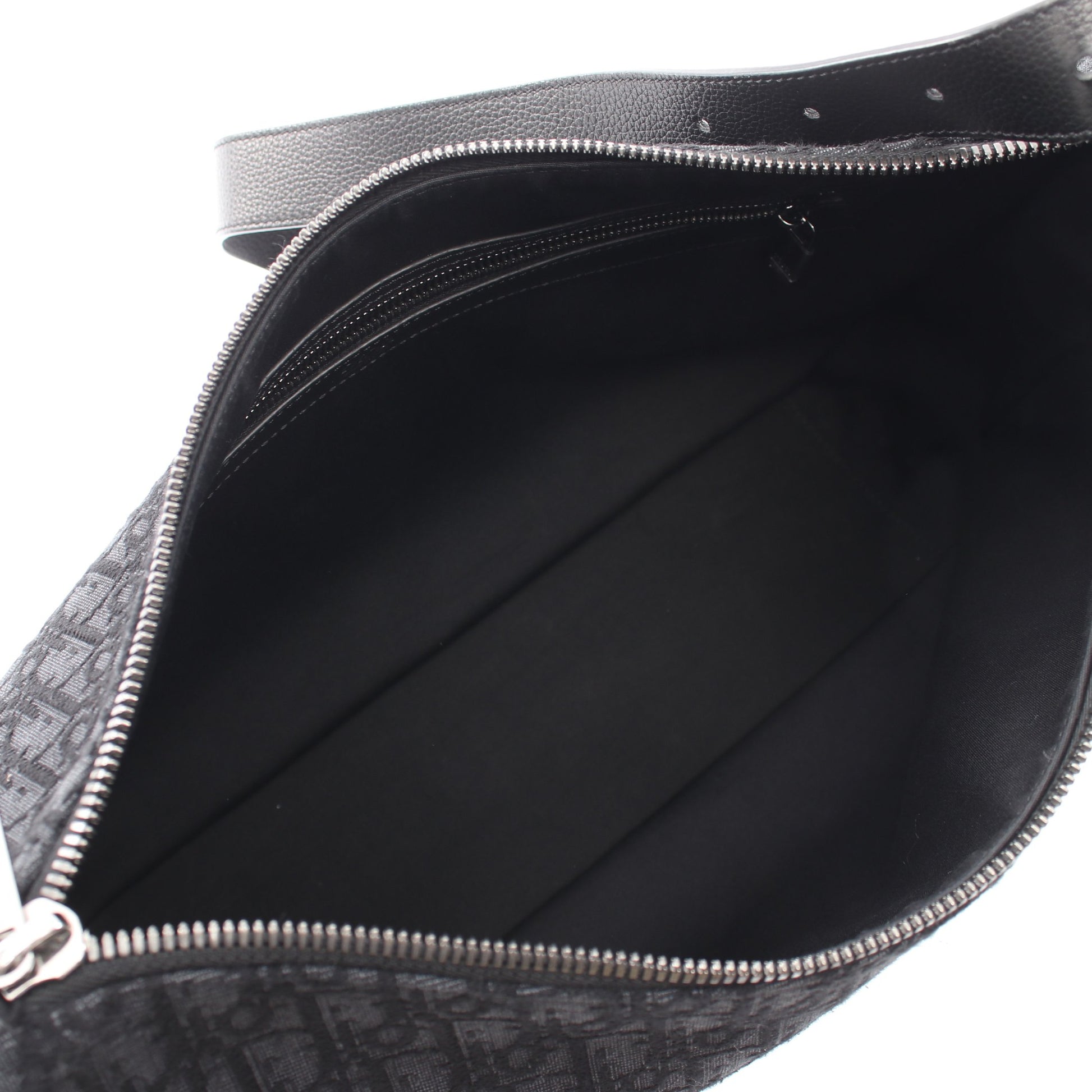 Dior Slider ジップ付き ホーボーバッグ ラージ ショルダーバッグ キャンバス レザー ブラック クリスチャンディオール バッグ Christian Dior