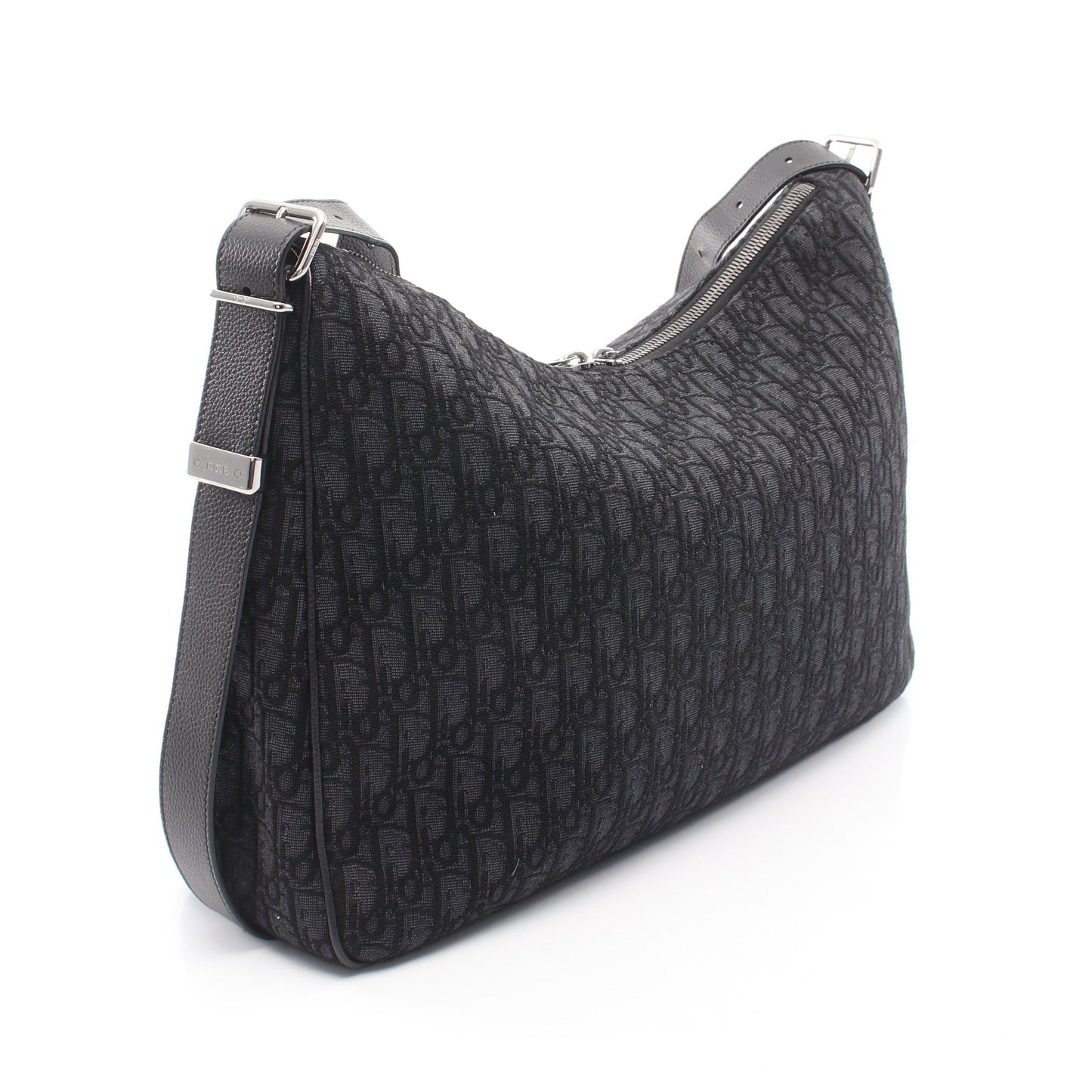 Dior Slider ジップ付き ホーボーバッグ ラージ ショルダーバッグ キャンバス レザー ブラック クリスチャンディオール バッグ Christian Dior