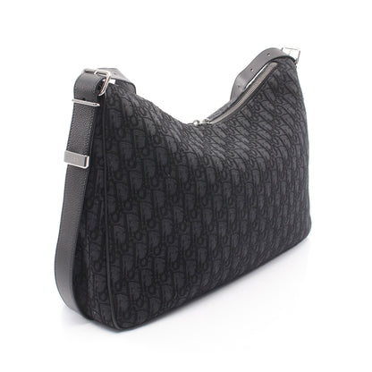 Dior Slider ジップ付き ホーボーバッグ ラージ ショルダーバッグ キャンバス レザー ブラック クリスチャンディオール バッグ Christian Dior