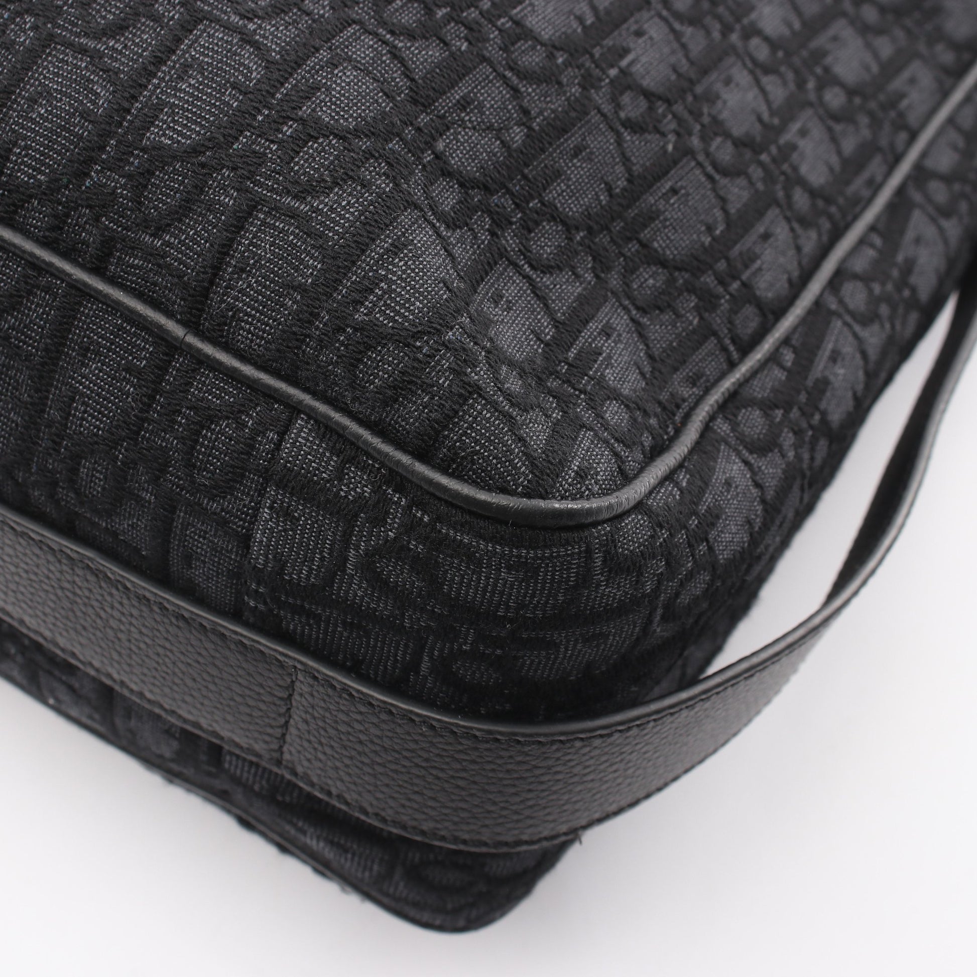 Dior Slider ジップ付き ホーボーバッグ ラージ ショルダーバッグ キャンバス レザー ブラック クリスチャンディオール バッグ Christian Dior