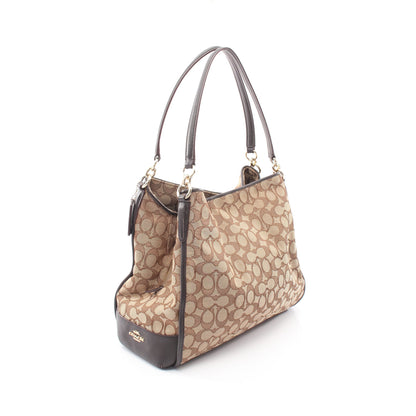 アウトライン シグネチャー フィービー ショルダーバッグ キャンバス レザー ベージュ ダークブラウン コーチ バッグ COACH