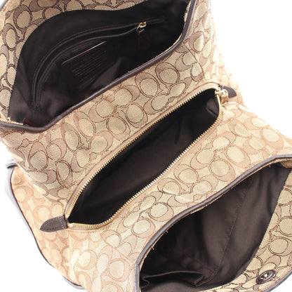 アウトライン シグネチャー フィービー ショルダーバッグ キャンバス レザー ベージュ ダークブラウン コーチ バッグ COACH