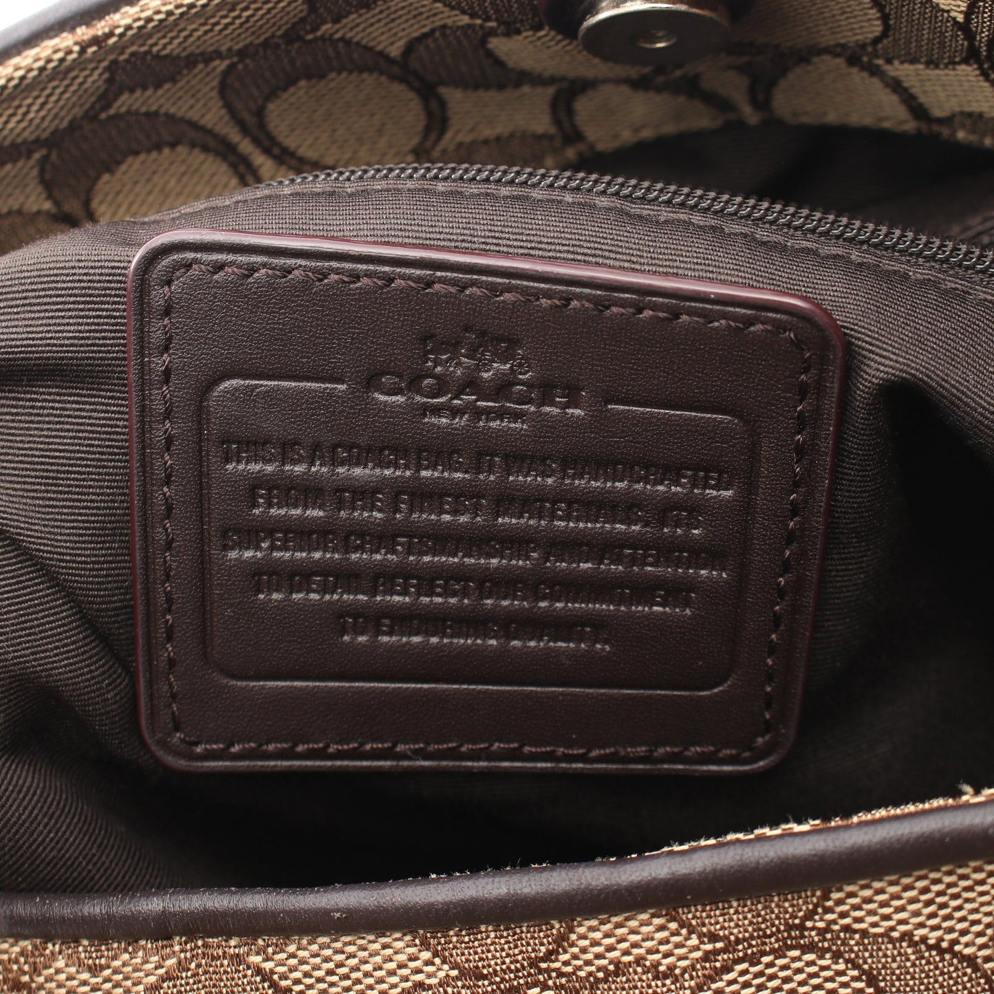 アウトライン シグネチャー フィービー ショルダーバッグ キャンバス レザー ベージュ ダークブラウン コーチ バッグ COACH