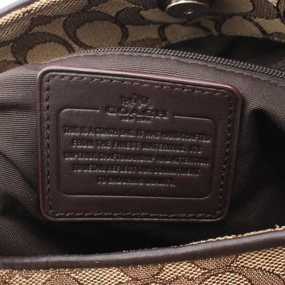 アウトライン シグネチャー フィービー ショルダーバッグ キャンバス レザー ベージュ ダークブラウン コーチ バッグ COACH